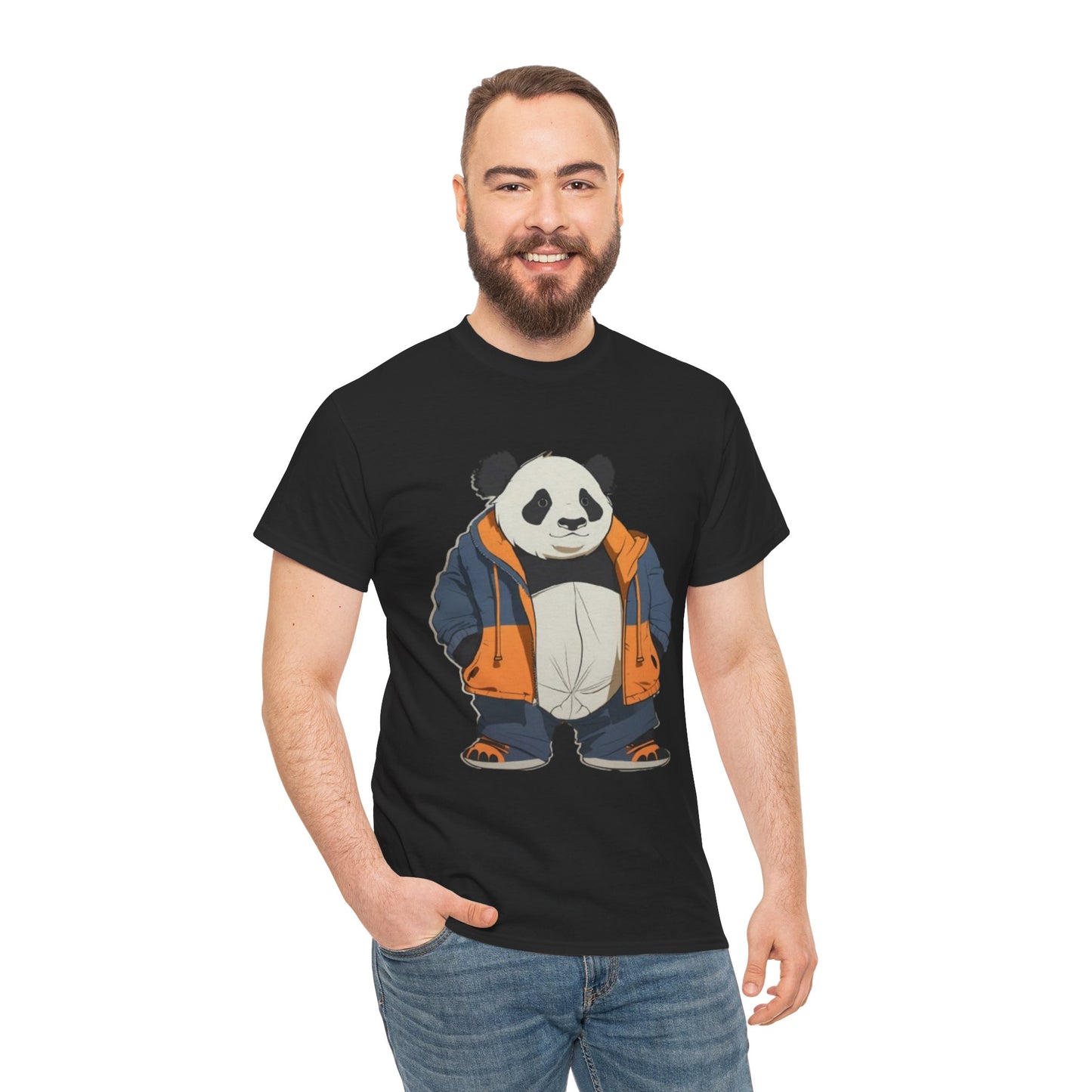 Cool Panda Unisex Heavy Cotton Tee – Trendy Streetwear Shirt for Animal Lovers