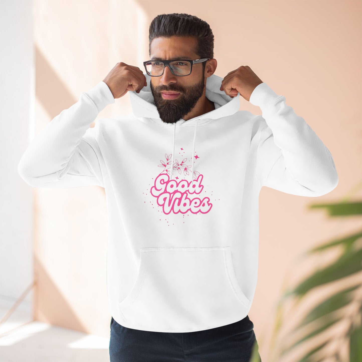 Good Vibes Three-Panel Fleece Hoodie  for Everyday Wear