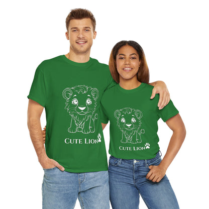 Camiseta unisex de algodón grueso con diseño de león bonito