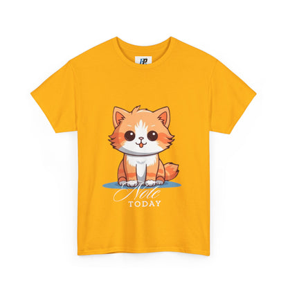 Cute Cat Note Today Unisex Heavy Cotton Tee - Print Hits Store  