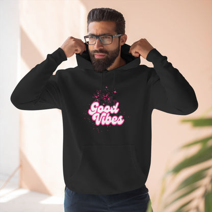 Good Vibes Three-Panel Fleece Hoodie  for Everyday Wear - Print Hits Store  