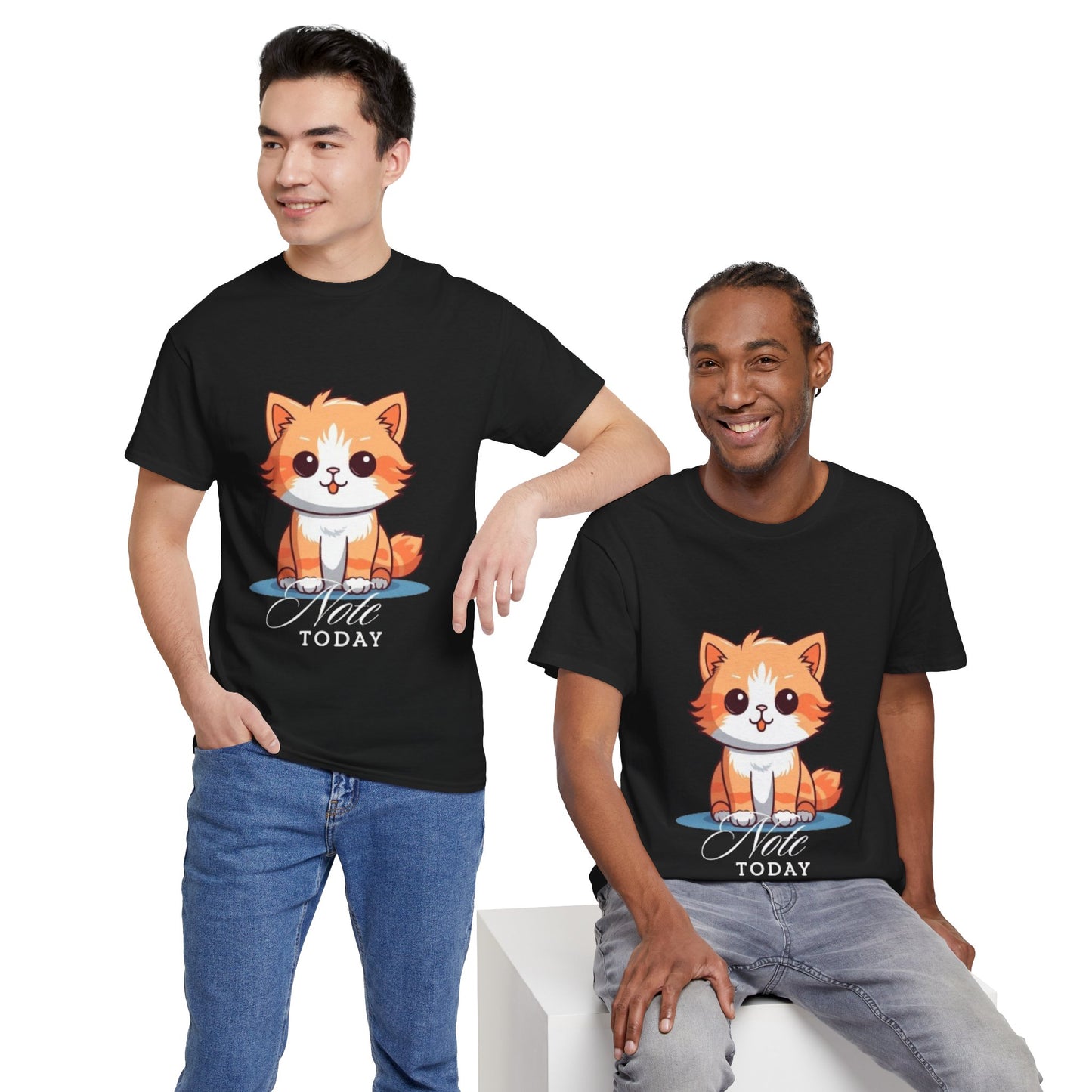 Cute Cat Note Today Unisex Heavy Cotton Tee - Print Hits Store  