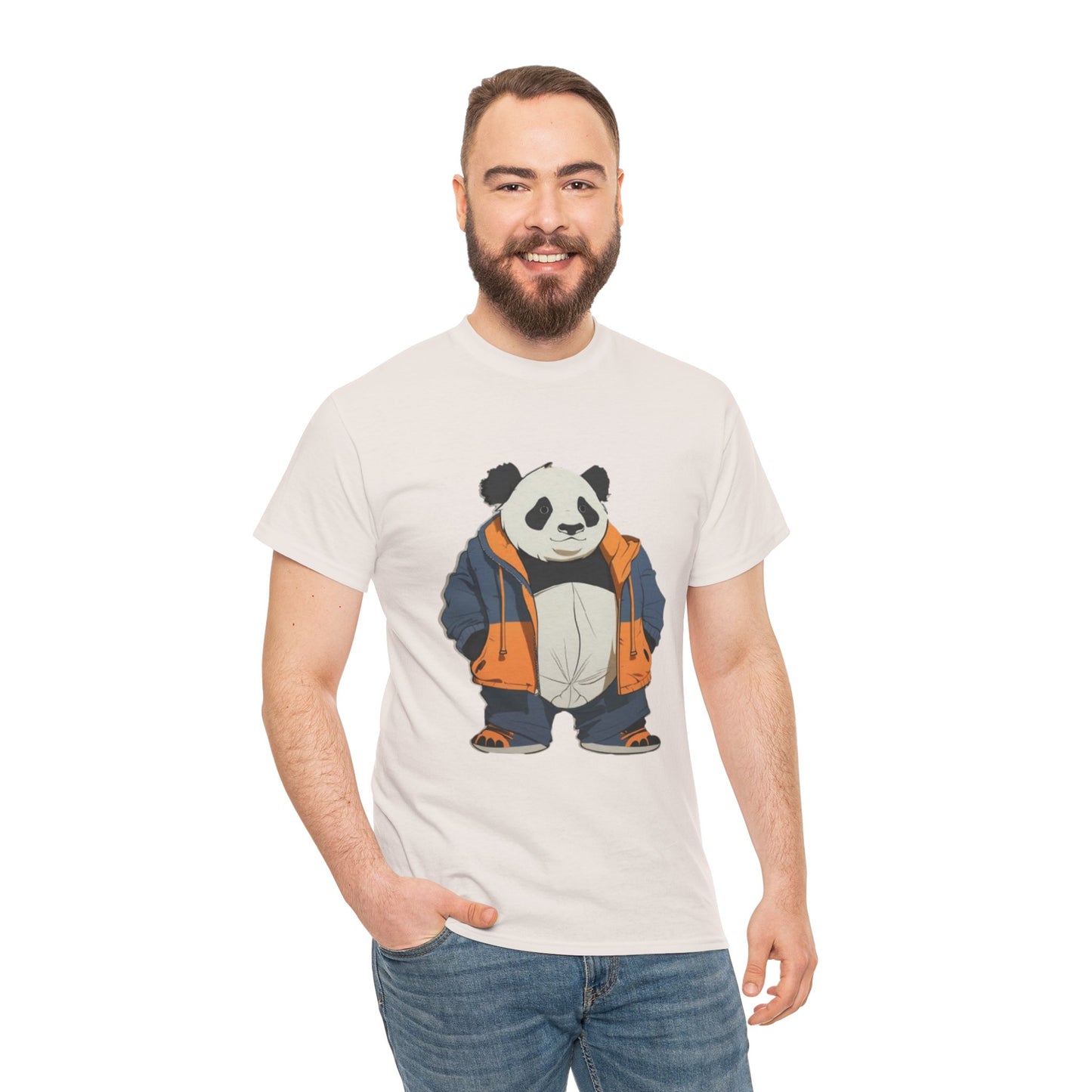 Cool Panda Unisex Heavy Cotton Tee – Trendy Streetwear Shirt for Animal Lovers