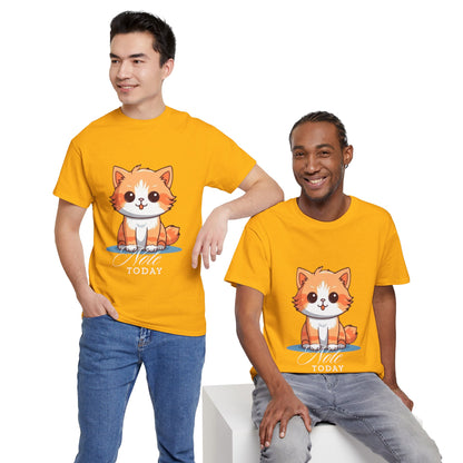 Cute Cat Note Today Unisex Heavy Cotton Tee