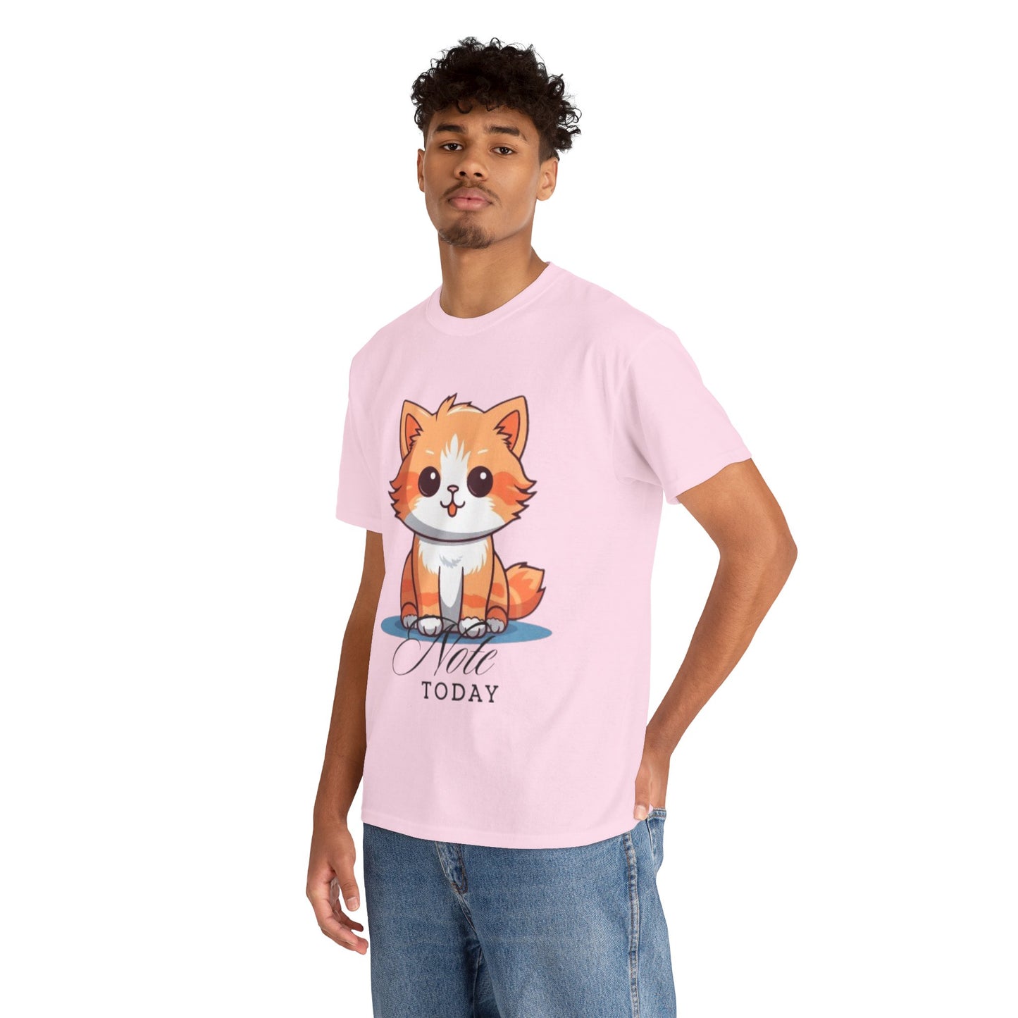 Cute Cat Note Today Unisex Heavy Cotton Tee - Print Hits Store  