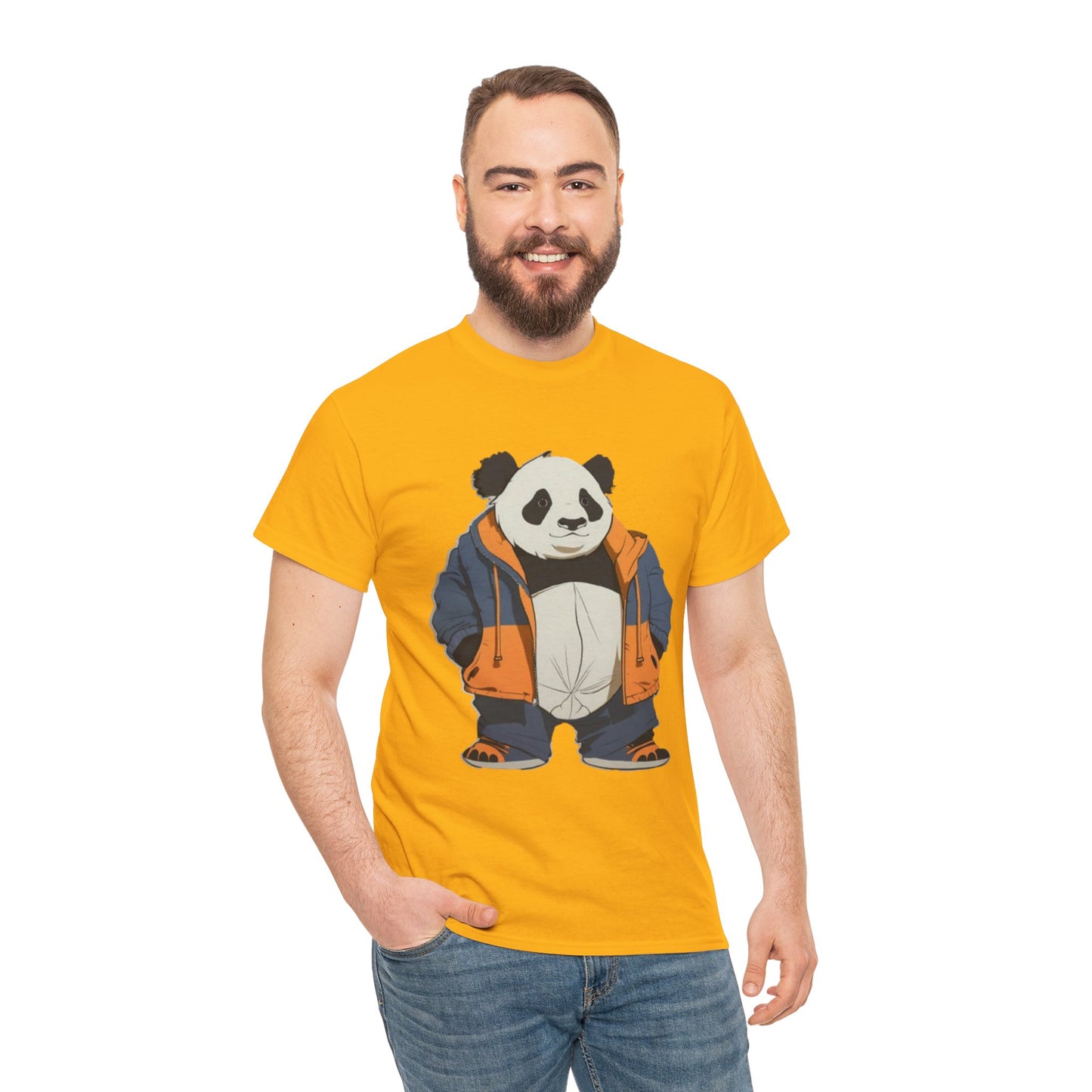 Cool Panda Unisex Heavy Cotton Tee – Trendy Streetwear Shirt for Animal Lovers