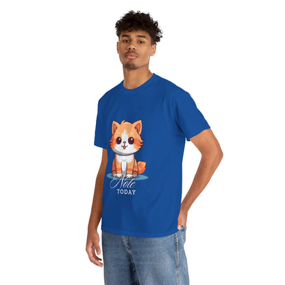 Cute Cat Note Today Unisex Heavy Cotton Tee