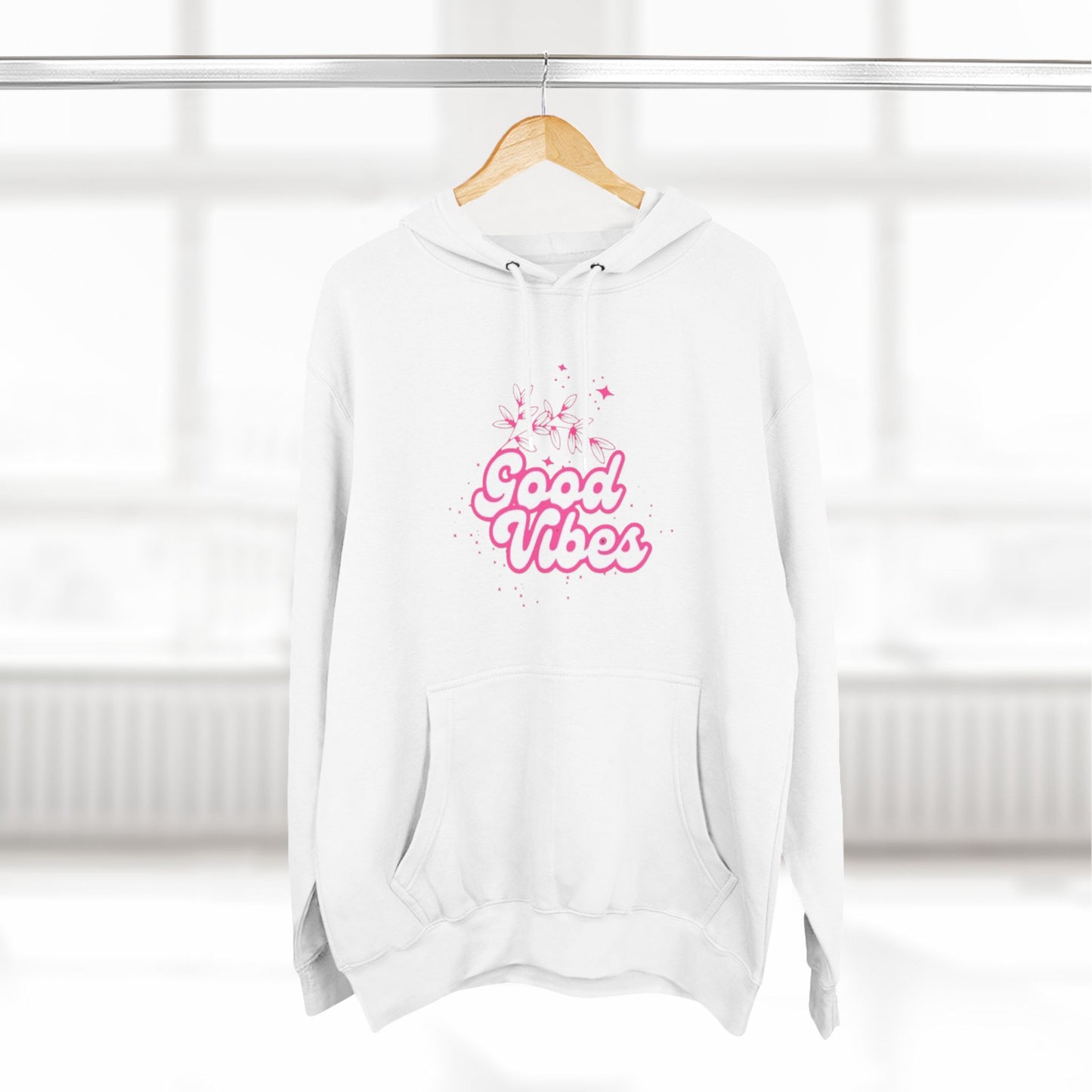 Good Vibes Three-Panel Fleece Hoodie  for Everyday Wear