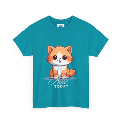 Cute Cat Note Today Unisex Heavy Cotton Tee - Print Hits Store  