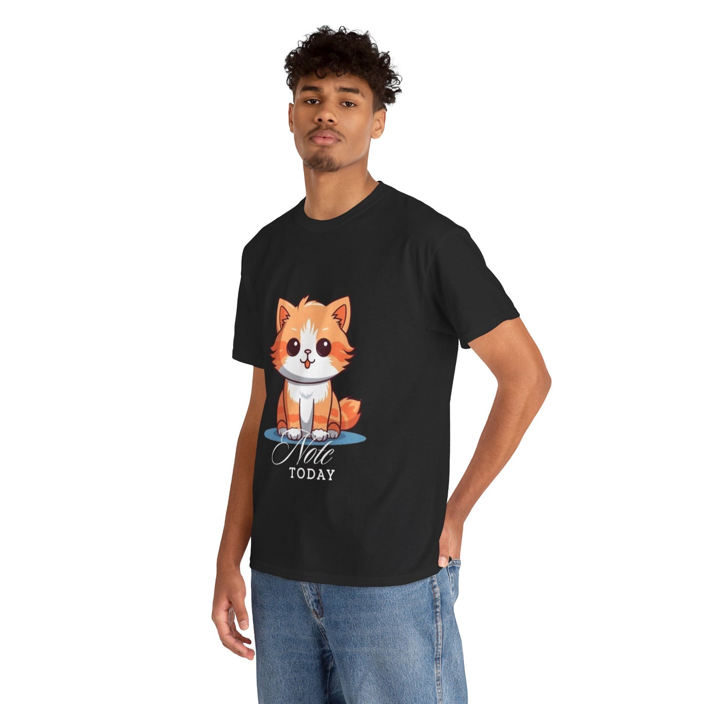 Cute Cat Note Today Unisex Heavy Cotton Tee - Print Hits Store  