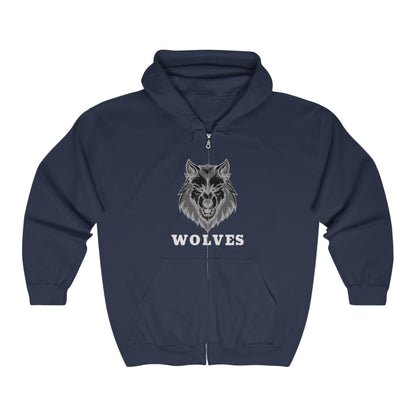 Wolves Unisex Full Zip Hoodie Bold Graphic - Print Hits Store  