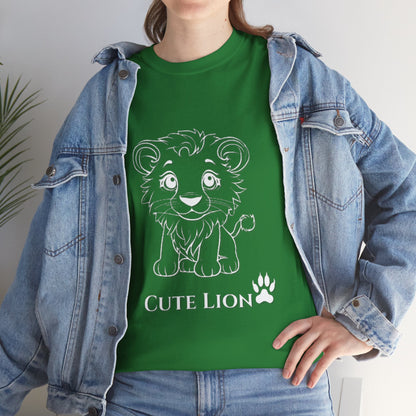 Camiseta unisex de algodón grueso con diseño de león bonito