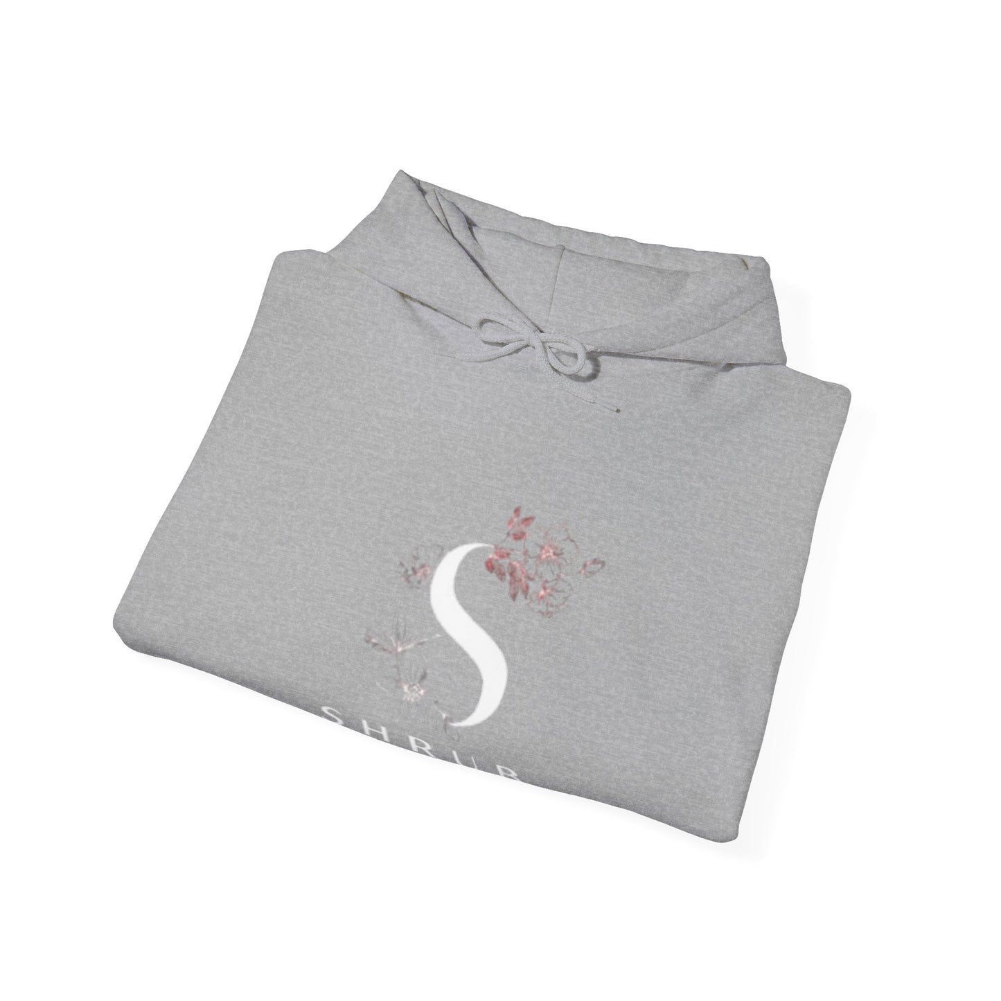 Cozy Grey Hooded Sweatshirt with Floral SHRUB Design - Print Hits Store  