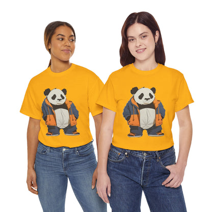 Cool Panda Unisex Heavy Cotton Tee – Trendy Streetwear Shirt for Animal Lovers