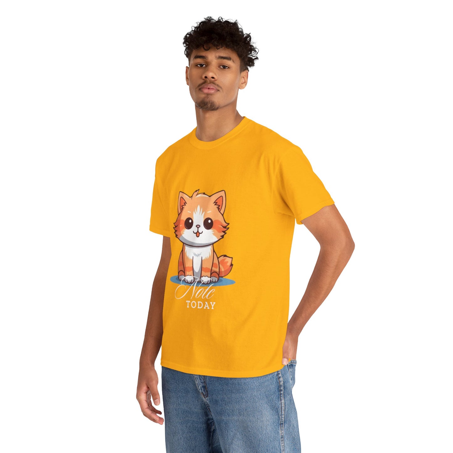 Cute Cat Note Today Unisex Heavy Cotton Tee