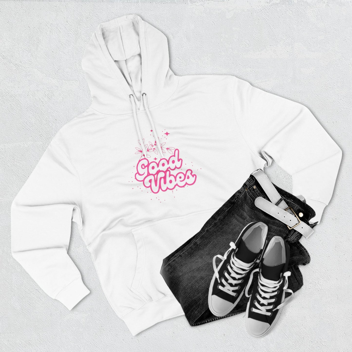 Good Vibes Three-Panel Fleece Hoodie  for Everyday Wear