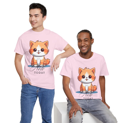 Cute Cat Note Today Unisex Heavy Cotton Tee - Print Hits Store  