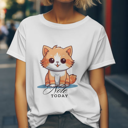 Cute Cat Note Today Unisex Heavy Cotton Tee - Print Hits Store  