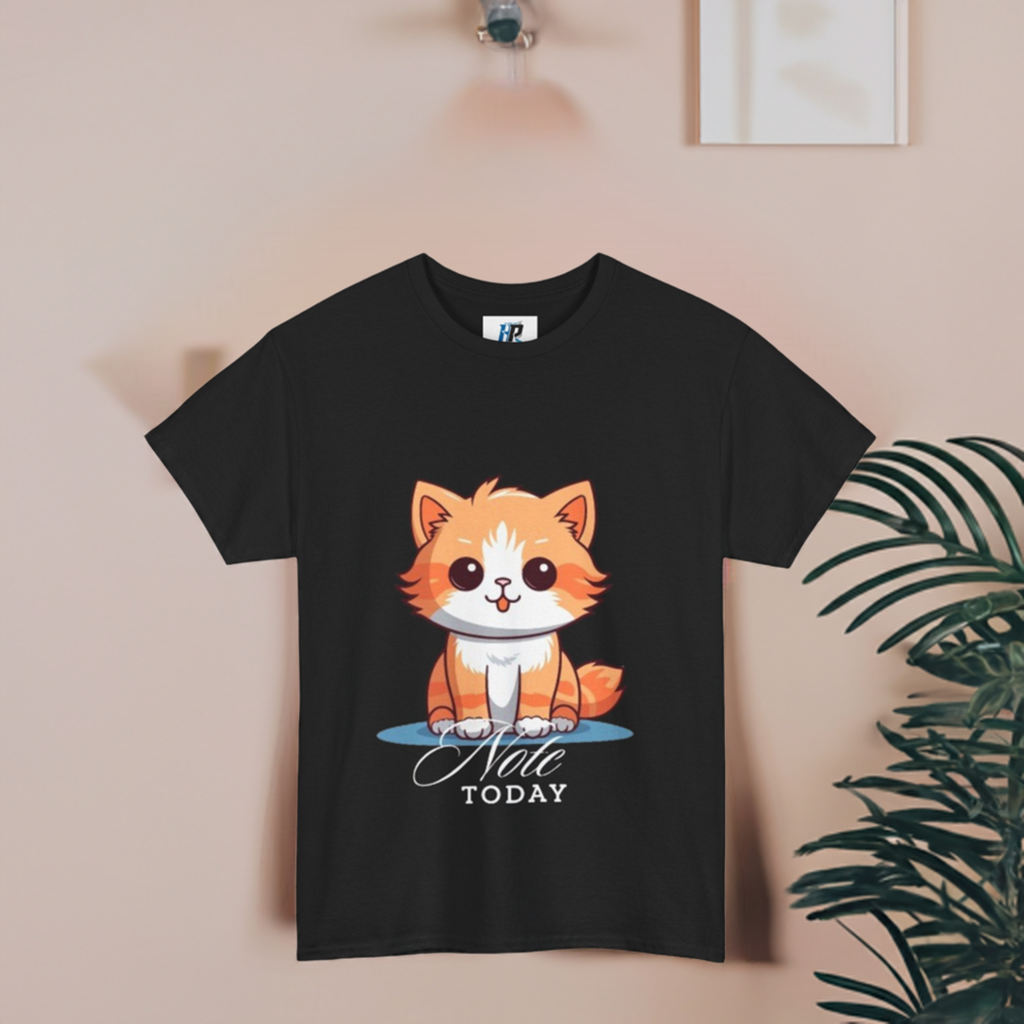 Cute Cat Note Today Unisex Heavy Cotton Tee - Print Hits Store  