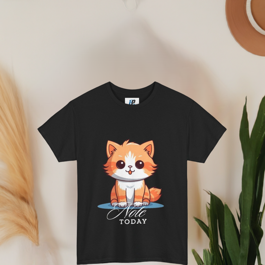 Cute Cat Note Today Unisex Heavy Cotton Tee - Print Hits Store  