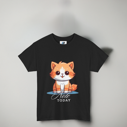 Cute Cat Note Today Unisex Heavy Cotton Tee - Print Hits Store  